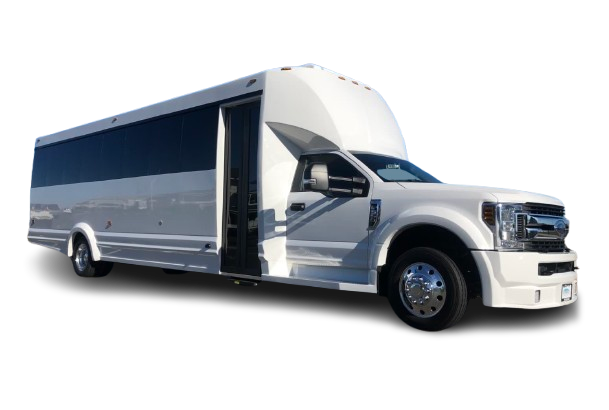 28 PASSENGER WHITE LUXURY PARTY BUS